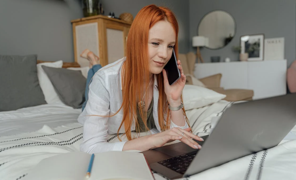 a woman making a call